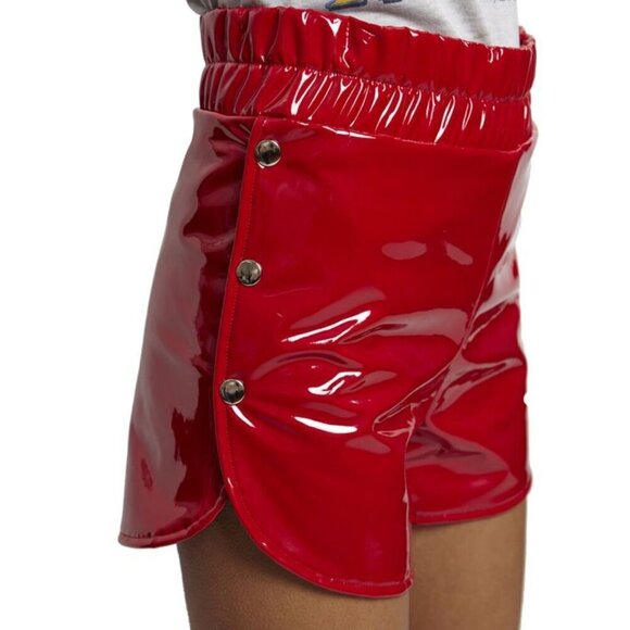 Danielle Guizio Faux leather metallic Red Short Size M Women's Pants Preppy - Picture 7 of 8